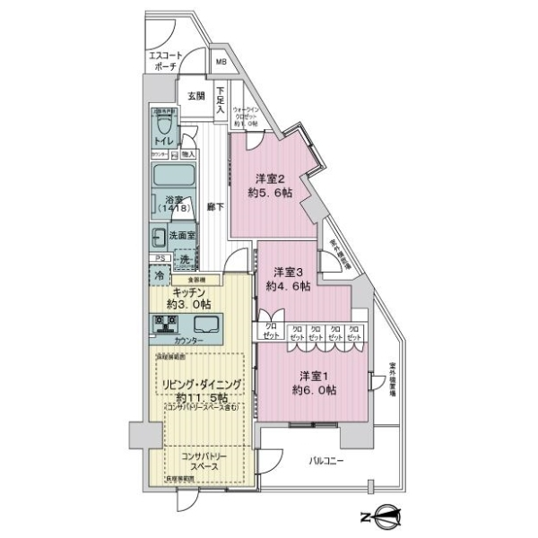 ヴェレーナグラン横濱　井土ヶ谷 間取図