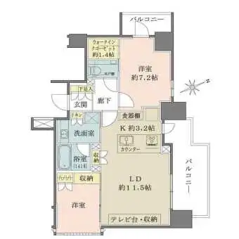 ■西側・北側・東側が開口部の12階角住戸のため、眺望・開放感・通風が良好です。