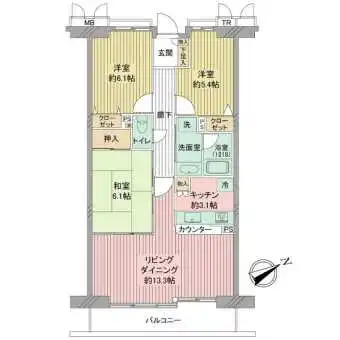 73.90m2、3LDK、5階のお部屋です！