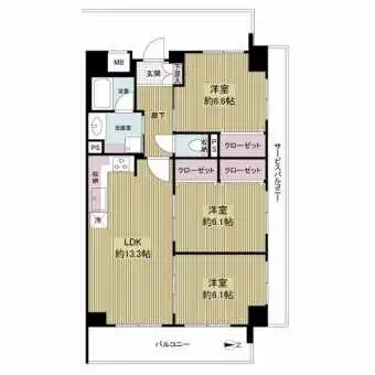 3LDK・最上階北東角部屋