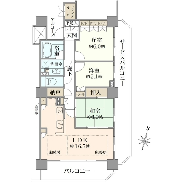 プラウドタワー武蔵浦和テラス 間取図