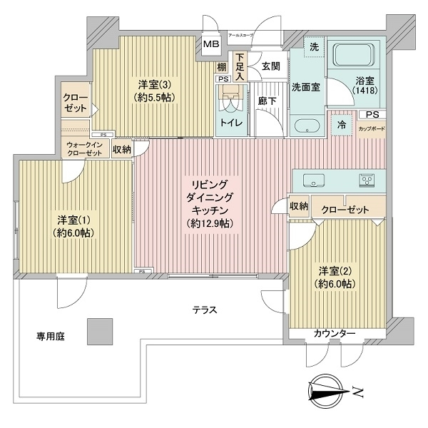 マイネシュロッス中野コリドー 間取図