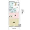 大崎ウエストシティタワーズW 1DK・34．54m2の間取り
