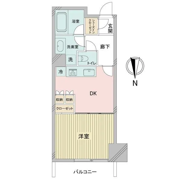 大崎ウエストシティタワーズW 1DK・34．54m2の間取り