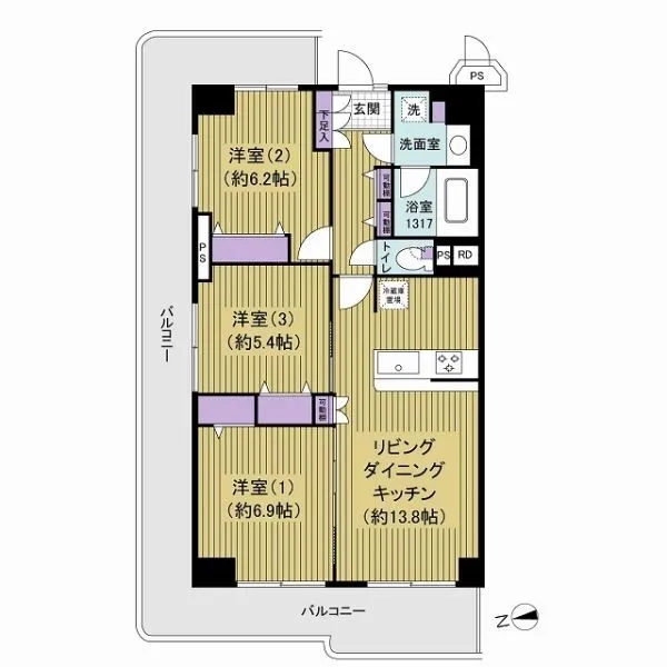 コーズ関町スカイハイツ２号棟 間取図