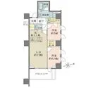 ウエリス新宿早稲田の森 北・東角部屋の開放感と、ゆとりあるLDKが魅力の2LDKの間取り。