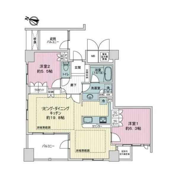 ライオンズマンション神戸栄町通 間取図