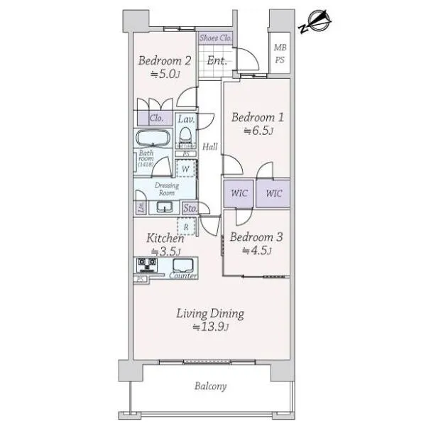 ライオンズ芦屋グランフォート 間取図