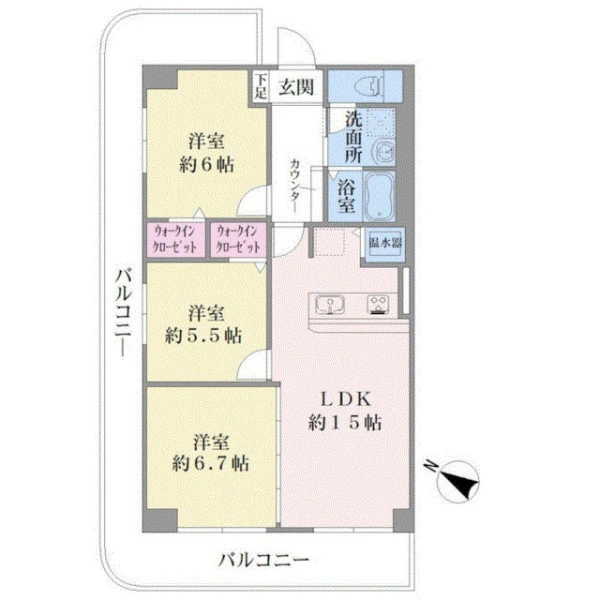レック東多摩川スカイハイツ１号館 間取図