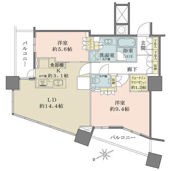 ザ・パークハウス西新宿タワー６０ 間取図