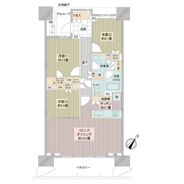 ＨＡＲＵＭＩ　ＦＬＡＧ　ＰＡＲＫ　ＶＩＬＬＡＧＥ　Ｅ棟 間取図