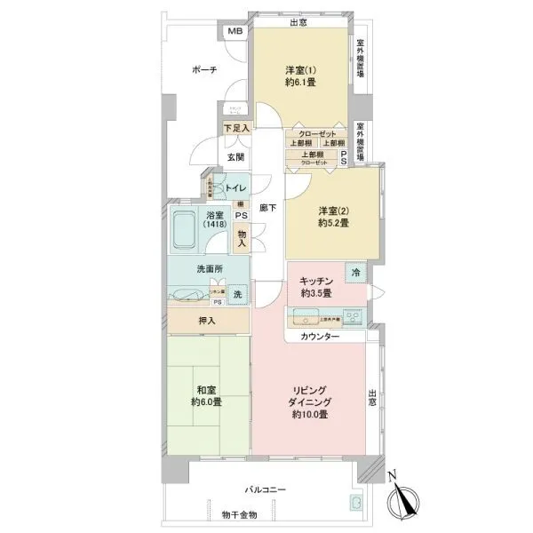 ライフピア蕨南町弐番館 南東向き角住戸
