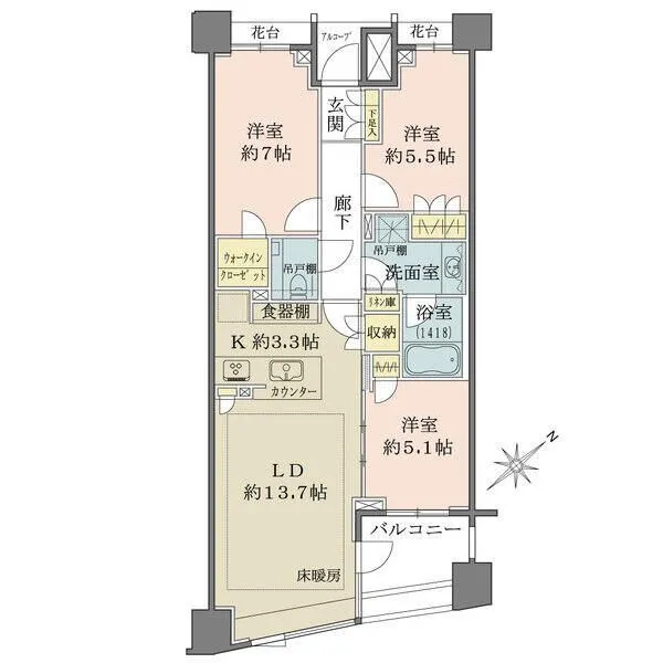 パークハウス東中野リヴゴーシュ 各部屋収納付き、南東向きで日当たり良好です。