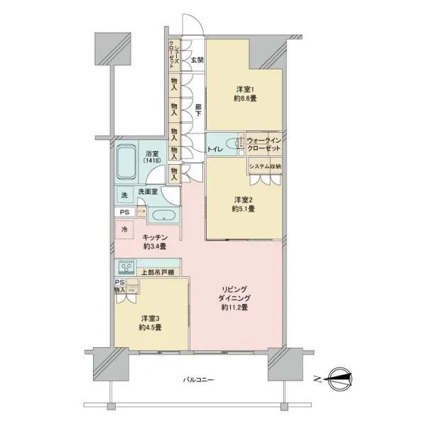 リビオシティ・ルネ葛西 69.10m2・収納豊富な3LDKプラン