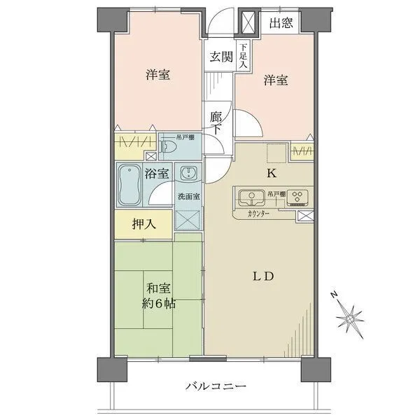 クレアール草加 各居室に採光窓の付いた明るい間取りです。