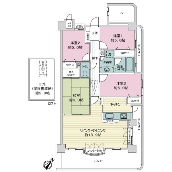 ライオンズマンション保呂公園第２ 間取図