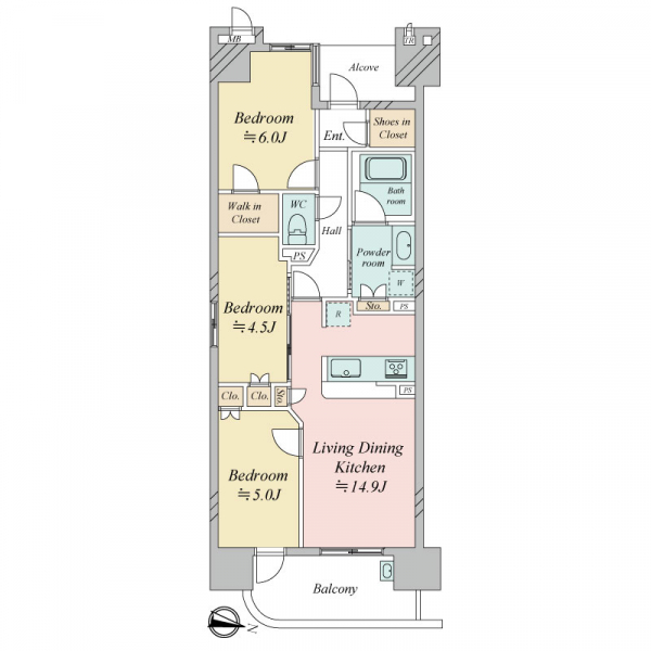 リバーガーデン福島木漏れ日の丘ＡＢ棟 間取図