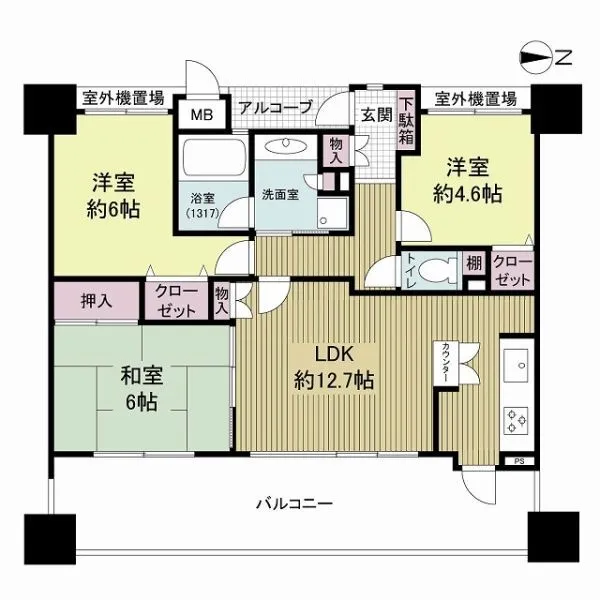 シャルマンフジ鴻池新田グランフォーラム 価格2490万円、専有面積：66.71m2、間取り3LDK