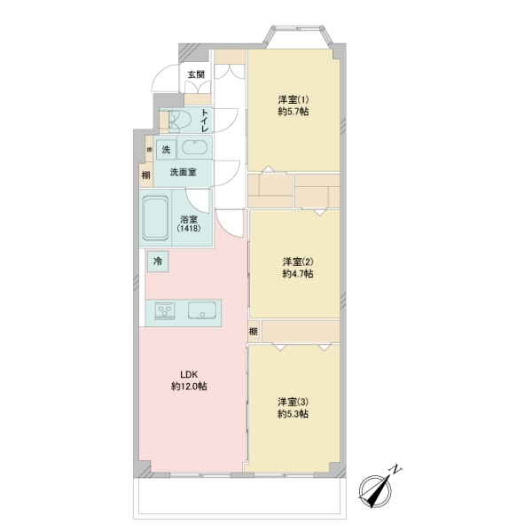 ダイアパレス上大岡第６Ｂ棟 間取図
