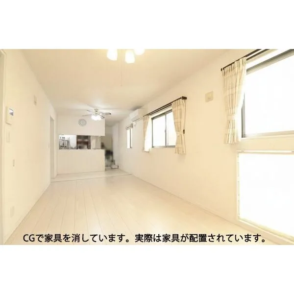 荒川区町屋７丁目 2階リビングは約12帖、キッチンと併せると17帖あります。※CGにより家具消し加工をしております。