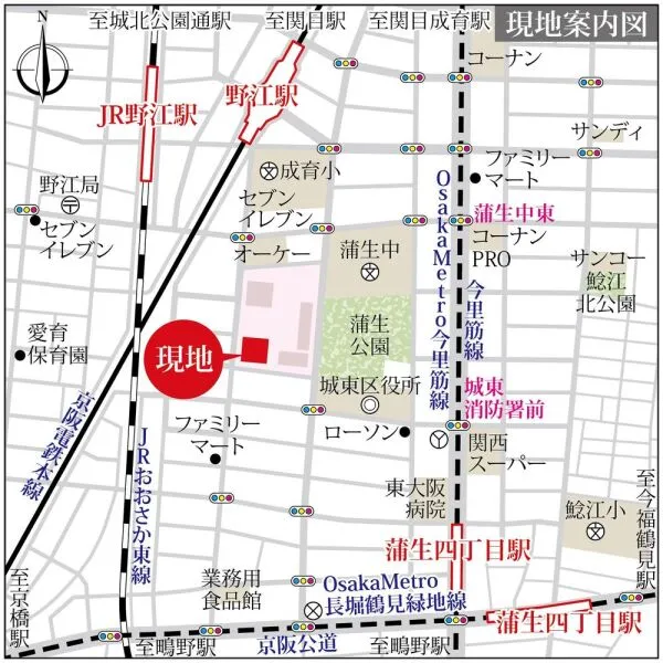 コムズシティ野江C棟 現地案内図