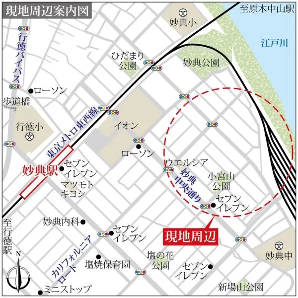 市川市妙典6丁目 現地案内図