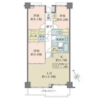 2020年リフォーム実施の3LDK　ゆとりある設計で快適にお住まいいただけます　豊富な収納スペース有