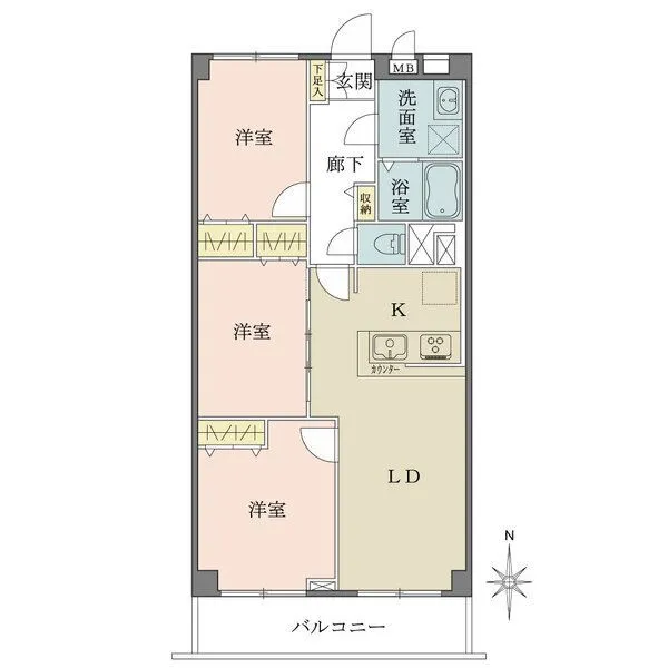 日商岩井木場マンション 各部屋に収納があり、収納力が豊富。