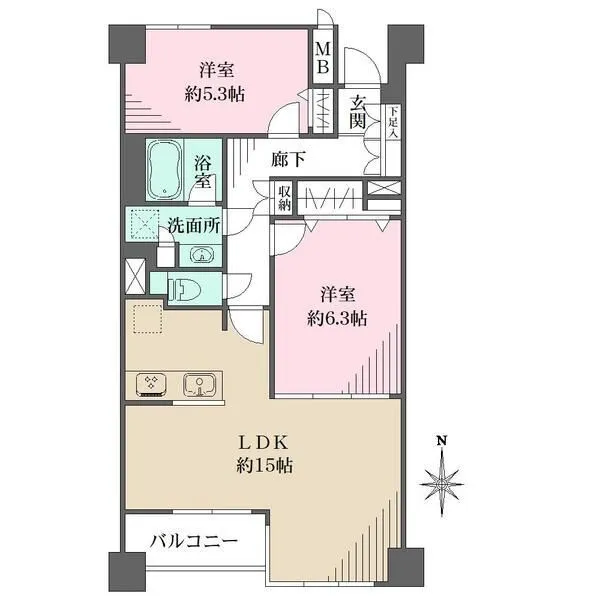 コートハウス早稲田 ■リビング・ダイニングを見渡せるカウンターシステムキッチン。■4階・南向き住戸のため、陽当たり良好。