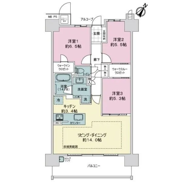 ライオンズ茨木ニューシティＢ街区 間取図