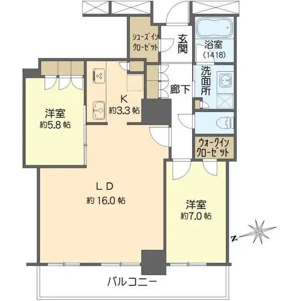 阿波座ライズタワーズ　フラッグ４６ 間取図
