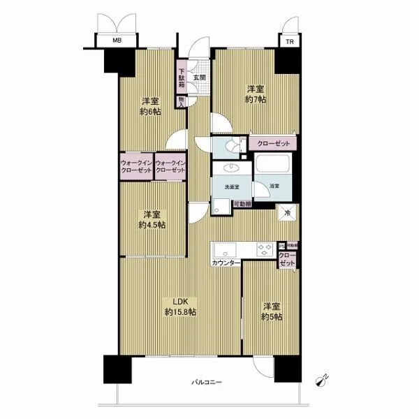ザ・ウエステージ大阪 約81m2の4LDKは陽当たり風通し良好です