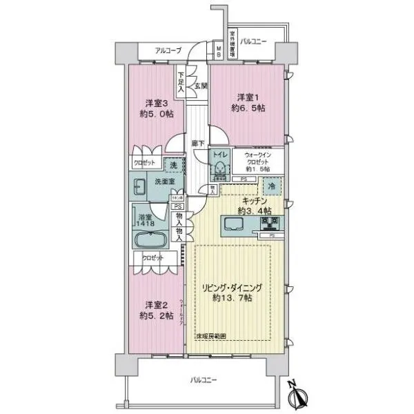 ヴィークコート本山鏡池通 間取図