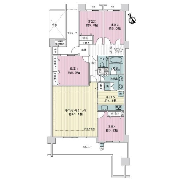 ライオンズヴィラッジオ玉川学園フォレストレジデンス 間取図