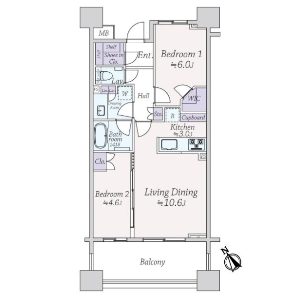 クレヴィアタワー目黒不動前 間取図