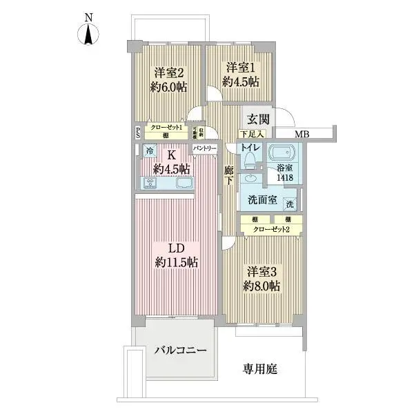 谷津パークタウン一番街　２１号棟 間取図