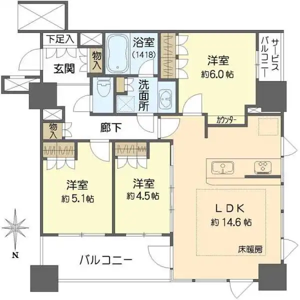プレサンスレジェンド堺筋本町タワー 間取図