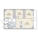 上町マンション 専有面積５９．２２平米／３ＬＤＫ／南向き角住戸