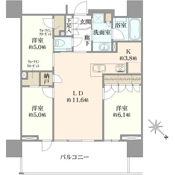 プラウドタワー相模大野クロス 間取図