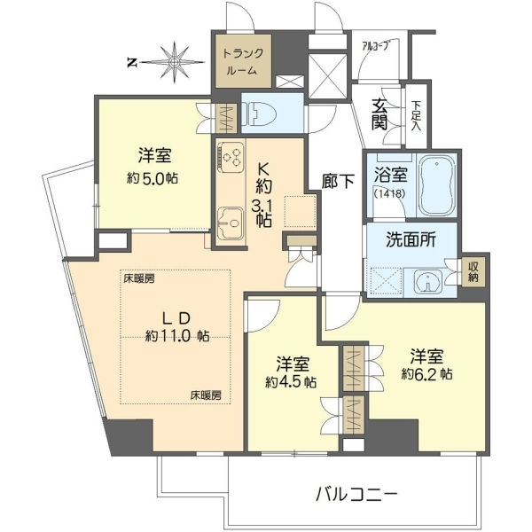 プラウドタワー北浜 間取図