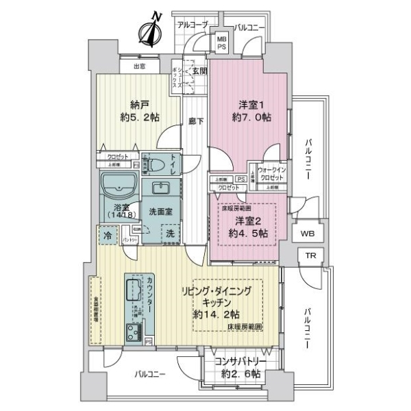 ワコーレ六甲道オービット−１ 間取図
