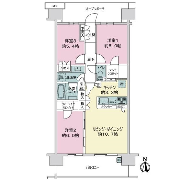 Ｂｒｉｌｌｉａ多摩ニュータウンＡ棟 間取図