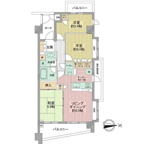 グリーンブリーズ萩中公園パークウイング 間取図