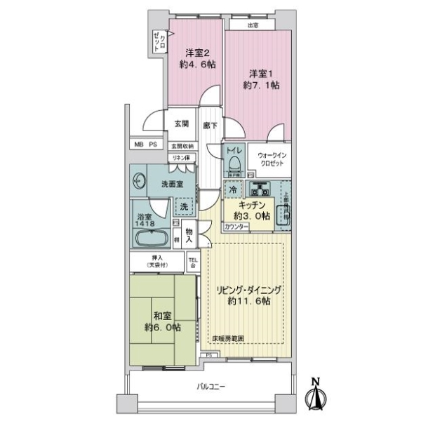 ライオンズガーデン妙蓮寺ヒルズ 間取図