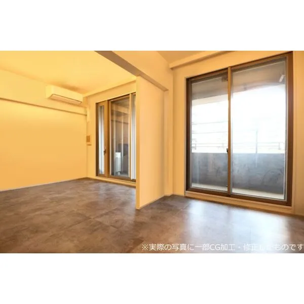 ヨコハマオールパークス 第四街区 <リビングダイニング>南東向きの明るいLDK※実際の写真に一部CG加工、修正したものです。