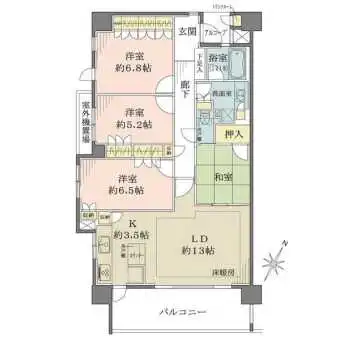 南・西角住戸ならではの明るさと開放感、心地よい通風を享受できる住まい。収納も豊富な間取りです。