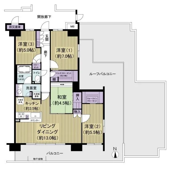 メイツ北綾瀬トレエッセ 専有面積87.06m2、4LDKの間取り