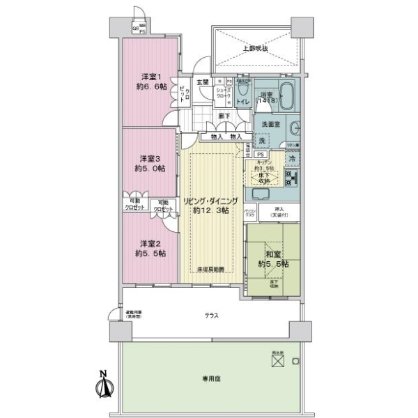 ライオンズマンション甲子園口ラルジュ弐番館 間取図