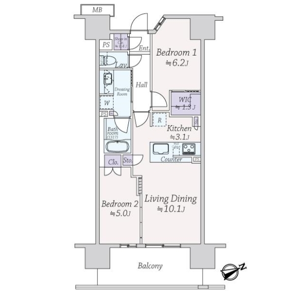 プライムパークス品川シーサイド　ザ・レジデンス 間取図