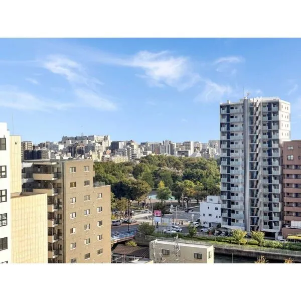 プラウドタワー清澄白河 眺望：ズームあり、木場公園(撮影年月：2026年10月)